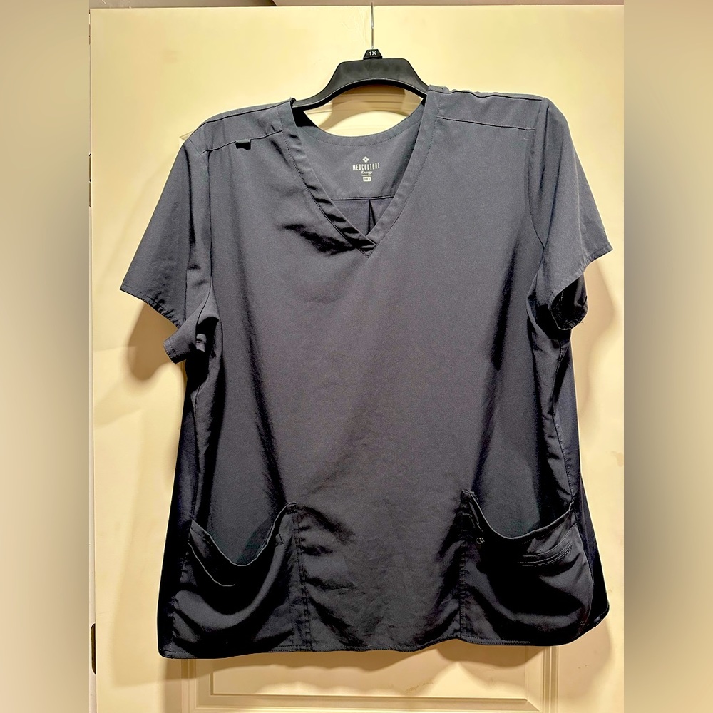 3x MedCouture scrub top - dark gray